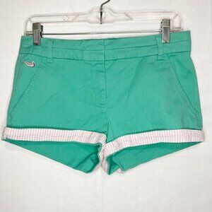 Southern Marsh Womens Sz 0 Brighton Shorts- Chino Seersucker Teal Pink Stretch
